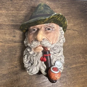Bossons Head Chalkware Wall Hanging Tyrolean Man Smoking Pipe England 1972 READ - Picture 1 of 16