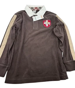 Gymboree Long Sleeve Brown Rugby Shirt Swiss St Bernard Patch Boys Size 8 NWT - Picture 1 of 4