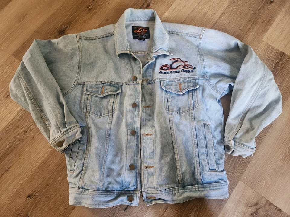 Vintage Orange County Choppers Denim Jean Jacket Mens Size M Embroidered  - Image 1 of 4