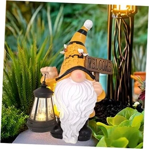 Gnome Garden Statues with Solar Lights Outdoor Gnomes Sculpture Yard Patio - Picture 1 of 8