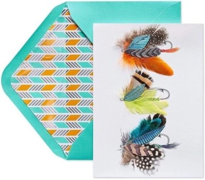 Papyrus 3D Feather Lures Fishing Fisherman Father's Day Greeting Card - Image 1 of 3