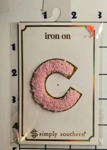 Letter "C" Patch Pink Glitter Edge Embroidered Chenille Iron on Alphabet - Picture 1 of 1