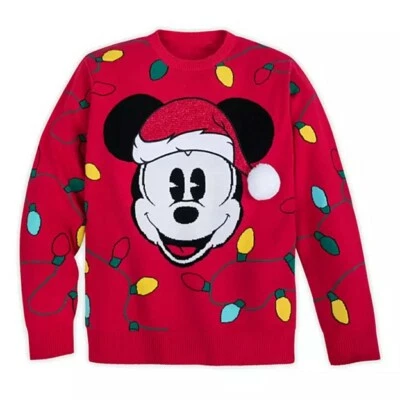 Disney Store Mickey Mouse Holiday Cheer Para hombres Suéter Bombillas Navidad Nuevo Foto 1 de 4