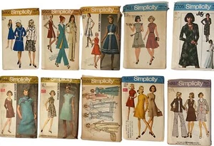 Lot 10 Vintage 1960s 1970s Sewing Patterns Simplicity 12 16 Mini Dresses CUT  - Picture 1 of 7