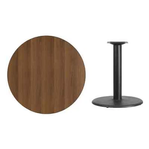 36" Round Walnut Laminate Table Top With Base - Table Height Restaurant Table - Picture 1 of 4