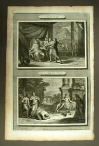 JOB SUR LE TAS DE FUMIER gravure originale tirée de la Bible de Mortier 1700 - Imagen 1 de 3