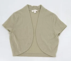 Ann Taylor Cashmere Sweater Cardigan Womens Medium Open Short Sleeve Crop Shrug - Picture 1 of 8