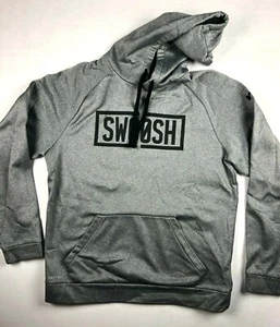 Nike Dri-Fit Swoosh Logo grau Hoodie Sweatshirt Medium - Bild 1 von 7