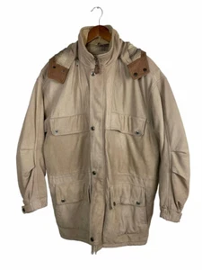GORDON & FERGUSON 1871- Vtg Men Sz L Cow Skin Leather Hunter Jacket Coat Hooded - Picture 1 of 19