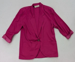 Vintage Women's Blazer Size Medium Pink Cuffed Sleeves Oversized Maggie Lawrence - Picture 1 of 20