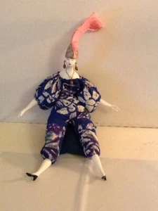 Vintage Poupee Doll On Seat Cushion Large Fancy Hat - Picture 1 of 12