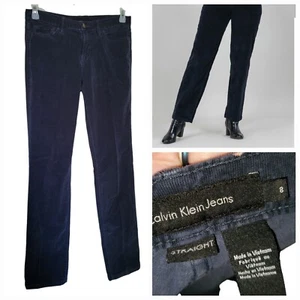 Calvin Klein Straight High Rise Navy Stretchy Corduroy Pants Size 8 32x32 Tall - Picture 1 of 9