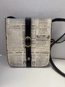 Patricia Nash Venezia Pouch Crossbody Newspaper Print Purse - Picture 1 of 5