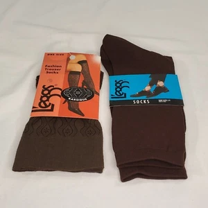 2 Paar L'eggs Damen Hosen Kniestrümpfe Schuhgröße 5-9 braun einfarbig gemustert neu - Bild 1 von 9