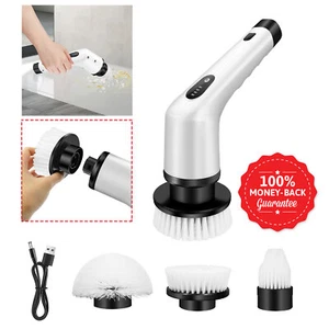Electric Spin Scrubber Cleaning Turbo Scrub Brush with 3 Brush Heads Kitchen US - Picture 1 of 11