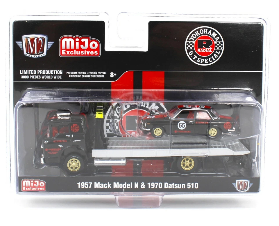 1:64 M2 Machines *MiJo* Black 1957 Mack N Rollback & 1970 Datsun 510 *NIP* - Image 1 of 1