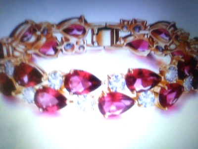 BRAZALETE TENIS RODOLITA FRAMBUESA Y DIAMANTES CREADO POR GRAN LABORATORIO 7,5 PULGADAS + bonificación Foto 1 de 4