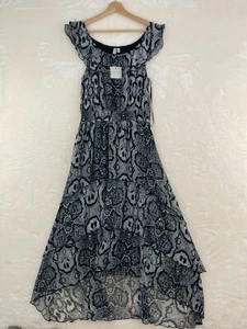 New Madison Tiered Python Print Lined Dress Women's Size Small - Imagen 1 de 12