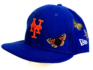 Gorra de béisbol de lana con flor de mariposa bordada de fieltro New Era de los Mets de Nueva York 7 7/8 - Imagen 1 de 8