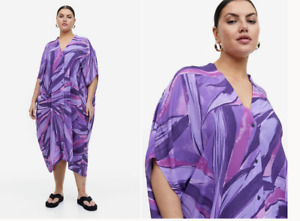 Gorgeous H&M Oversized kaftan dress Caftan Purple Swirl Button down Size XL/ XXL