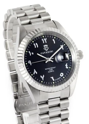 CAVADINI Herrenuhr CV-330JN Datum Edelstahl Indisch-Arabische Zahlen schwarz - Bild 1 von 4