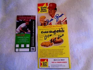 Pieza publicitaria firmada de chile estrella dorada PETE ROSE (Dem Dogs are Good) - garantizada - Imagen 1 de 2