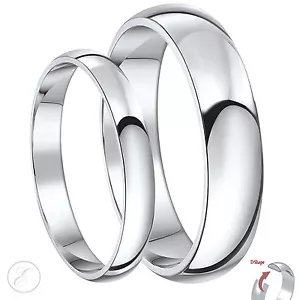 New His & Hers Palladium 950 D Shaped Wedding Ring Bands 3&5mm 4&6mm - Picture 1 of 3