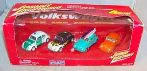1:64 JOHNNY LIGHTNING VOLKSWAGEN VW 4 CAR SET 1966 BEETLE POLEZI FLAMES SURF CAL - Bild 1 von 6