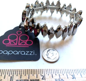 PAPARAZZI MARQUISE SETTINGS STRETCH BRACELET SILVER TONE 3 1/2" - 4 1/2" STRETCH - Picture 1 of 5