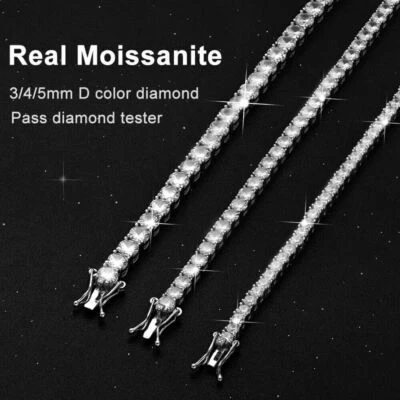 Brazalete de cadena de tenis moissanita real D/VVS1 certificado GRA S925 plata de ley Foto 1 de 4