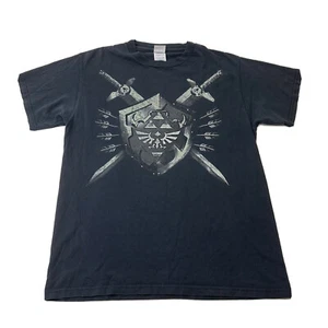 Vintage Zelda Mens Medium Double Sided Short Sleeve T-Shirt Black Faded Gamer T - Picture 1 of 5