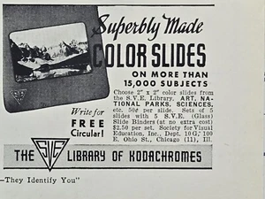 The S. V. E. Library Of Kodachromes Diapositivas a Color Parques de Arte Anuncio Impreso De Colección 1943 - Imagen 1 de 4