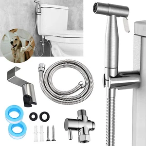 NEW Stainless Steel Handheld Douche Bidet Toilet Spray Shower Shattaf Diverter - Picture 1 of 16
