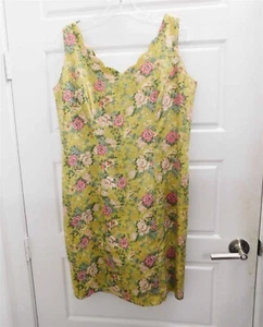 Laura Ashley Vintage Great Britain Green Multi Floral Sleeveless Dress sz L - Picture 1 of 4