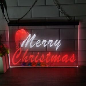 Merry Christmas Hat LED Neon Sign Wall Light New Year Decal Xmas Home Room Décor