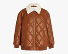 Women Leather Bomber Brown Jacket Stylish Bomber Leather with Fur Coat 