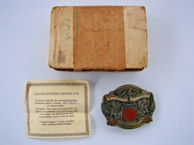 200th Anniv USA Constitution Commemorative 1987 Belt Buckle NIB W/COA #B31807 - Image 1 of 4