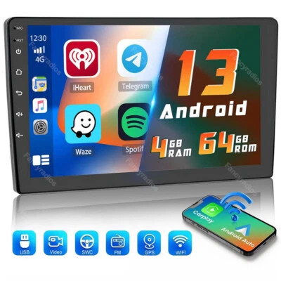 9" 4G+64G Android 13 Doble 2Din Coche Estéreo CarPlay Pantalla Táctil GPS Navegación Radio Foto 1 de 4