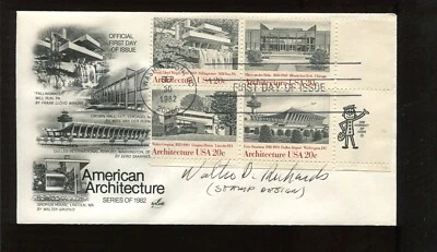 Walter D Richards Stamp Designer Signed Architecture FDC LV8981 - Image 1 of 2