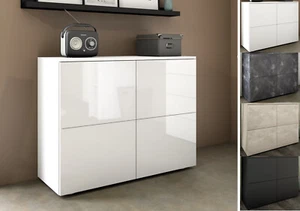 Kommode 4-türig Sideboard Schrank Weiß Hochglanz Garderobe ROVA - Bild 1 von 10