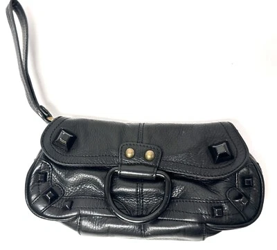 Vintage Hayden Harnett Brooklyn Blk Leather Clutch Purse Stud Wristlet Y2K 90s - Image 1 of 4