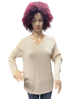 Suéter Chaus & Co Marfil Metálico Dorado Semi Cizalla Mujer Talla Mediana Foto 1 de 4