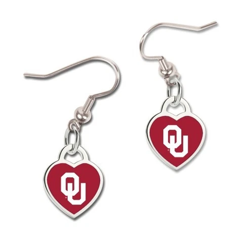 Oklahoma Sooners Wincraft NCAA 3-D Heart Team Earrings FREE SHIP Cover