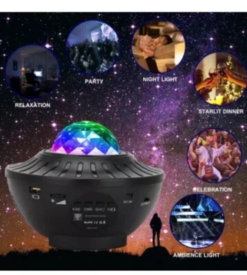 2 Disco Light Galaxy Star Projector Lamp LED Ceiling Starry Night Music Speaker - Image 1 of 4