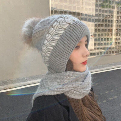 2In1 Set Winter Women Ladies Woolly Thick Knit Hat And Scarf Set Soft Warm NEW - Image 1 of 4