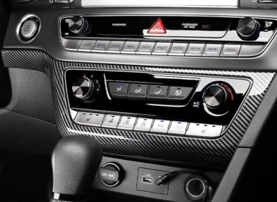 Carbon ABS AC Air Conditioner Switch Panel Cover Trim For Hyundai Sonata 2016-19 - Image 1 of 4