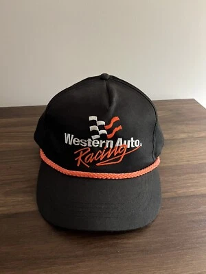SOMBRERO DE CARRERAS WESTERN AUTO VINTAGE NEGRO COSIDO GORRA SNAPBACK Foto 1 de 4