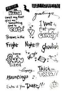 Halloween Phrases Enter If You Dare Ghoulish Hauntings Clear Stamp 4.25" x 6.25" - Picture 1 of 1