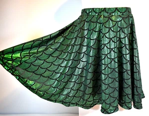 MER-MAZING - Girl's Shimmery, Shiny, Green w/Mermaid Scale Wide Skirt - Size XL - Picture 1 of 9