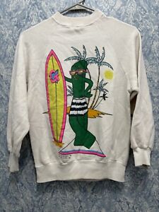 Vintage 80s Gumby Surf Beach Sweatshirt Double Sided Size Small